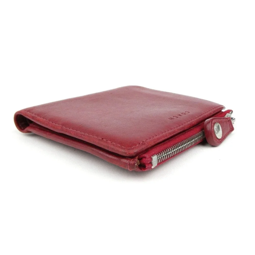 Coach Red Leather Small Bifold Wallet